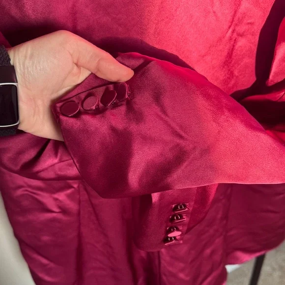 House of Harlow 1960 Satin Blazer - Burgundy - Picture 10 of 12